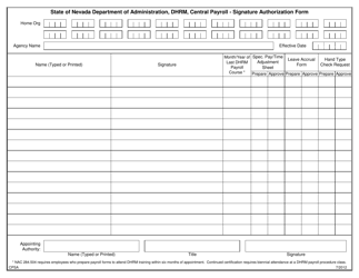 Document preview: Form CPSA Signature Authorization Form - Central Payroll - Nevada