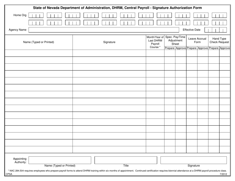 Form CPSA - Fill Out, Sign Online and Download Printable PDF, Nevada ...