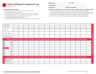 Document preview: Celsius Refrigerator Temperature Log - Days 1-15 - Iowa
