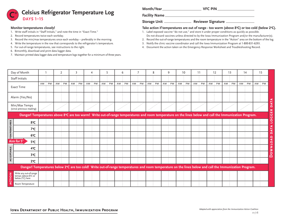 Fridge Temperature Log Template