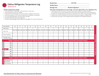 Celsius Refrigerator Temperature Log - Days 1-15 - Iowa, Page 2