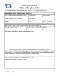 Form 470-3888 Petition for Exception to Policy - Iowa, Page 2