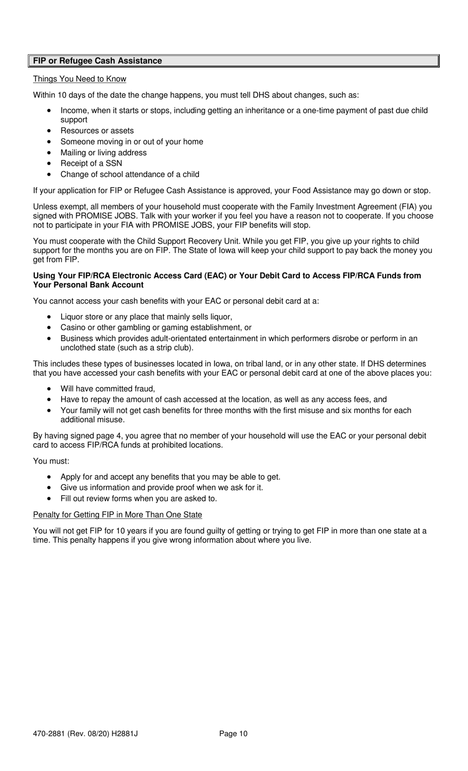 Form 470-2881 Review / Recertification Eligibility Document - Iowa, Page 10