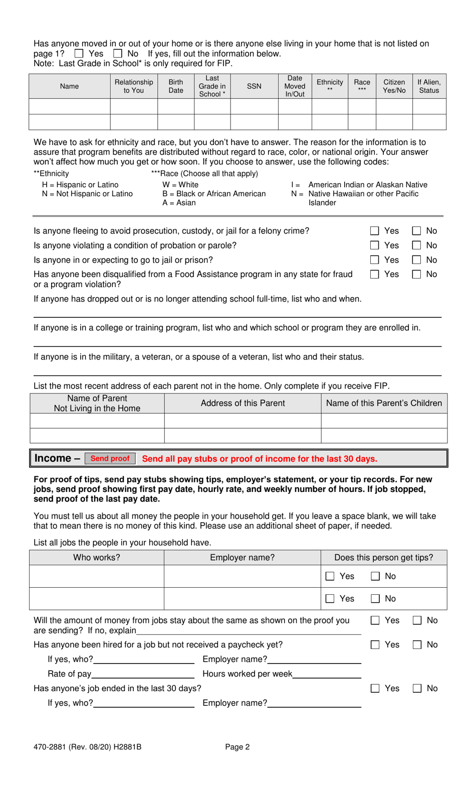 Form 470-2881 Review / Recertification Eligibility Document - Iowa, Page 2