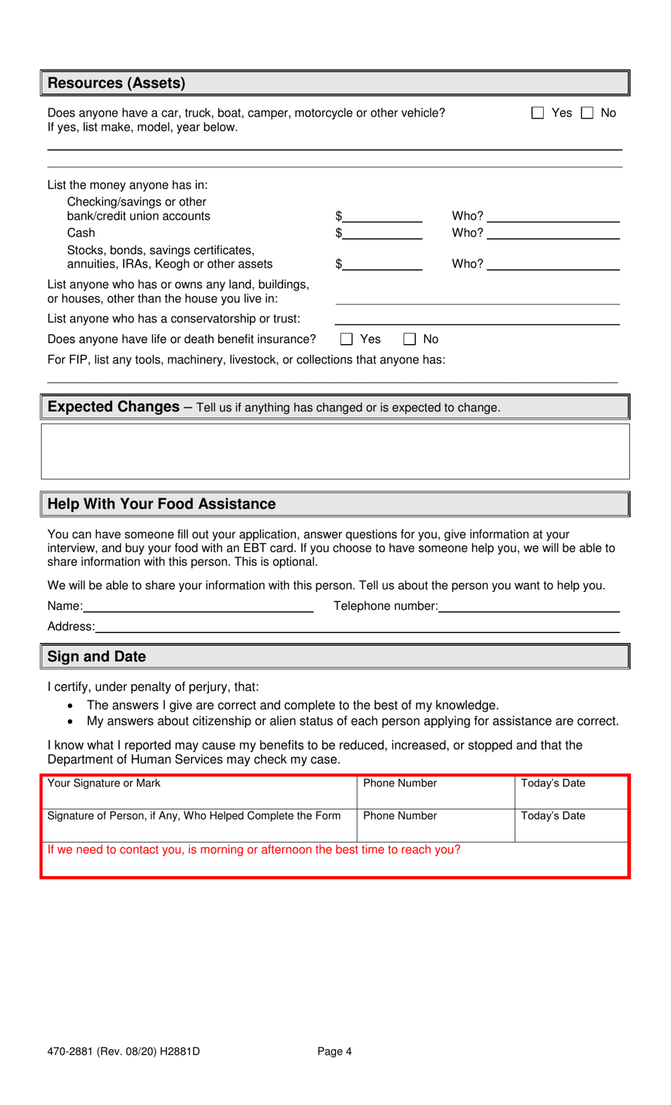 Form 470-2881 Review / Recertification Eligibility Document - Iowa, Page 4