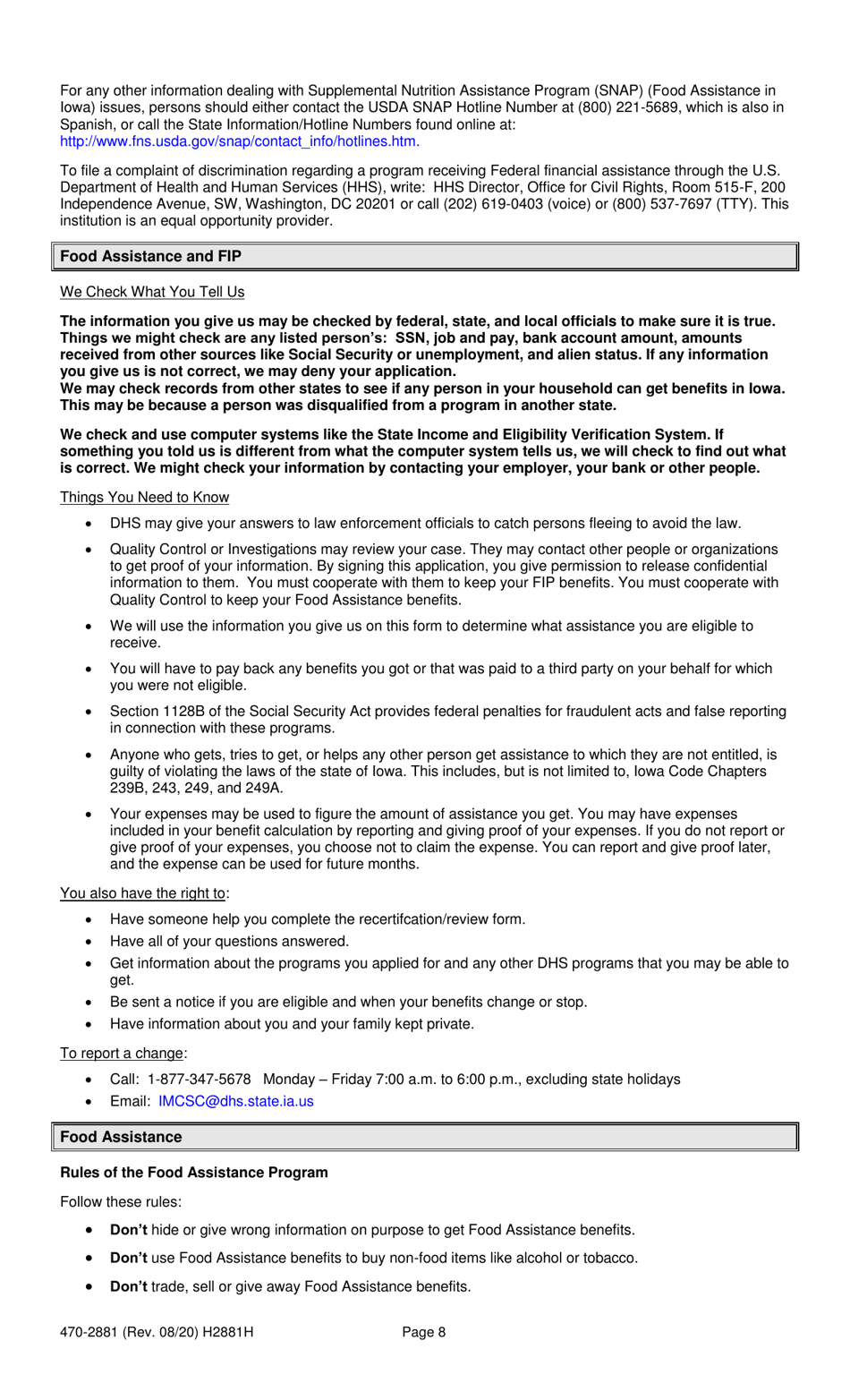 Form 470-2881 Review / Recertification Eligibility Document - Iowa, Page 8