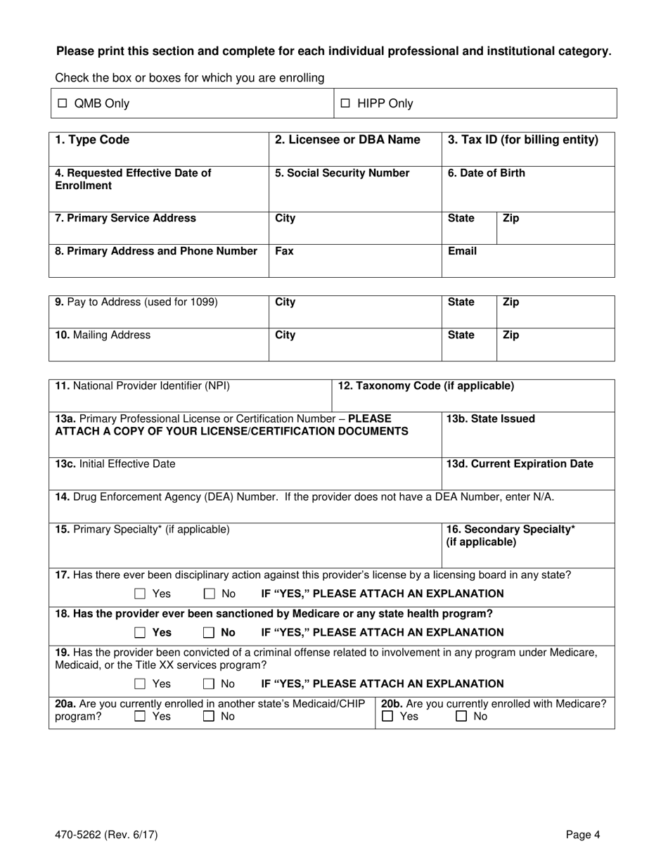 Form 470-5262 Iowa Medicaid Qualified Medicare Beneficiaries (Qmb) or Health Insurance Premium Payment (HIPP) Program Provider Enrollment Application - Iowa, Page 4