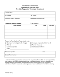 Form 470-5465 Provider Request to Terminate Enrollment - Iowa, Page 2