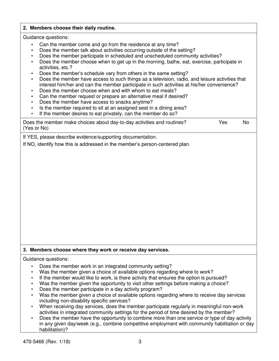 Form 470-5466 Home- and Community-Based Services (Hcbs) Residential Setting Member Assessment - Iowa, Page 3