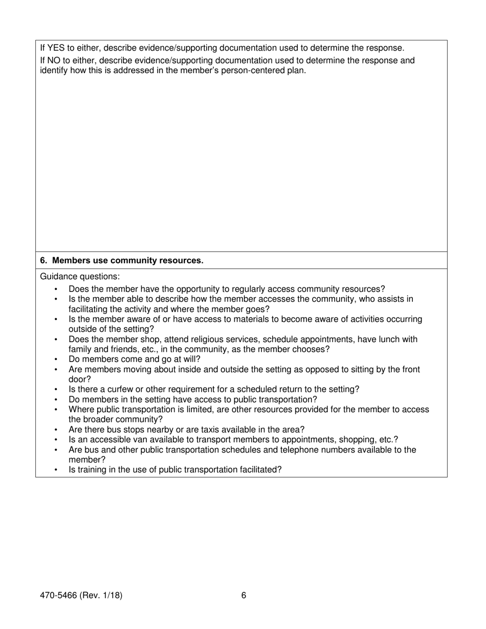 Form 470-5466 Home- and Community-Based Services (Hcbs) Residential Setting Member Assessment - Iowa, Page 6