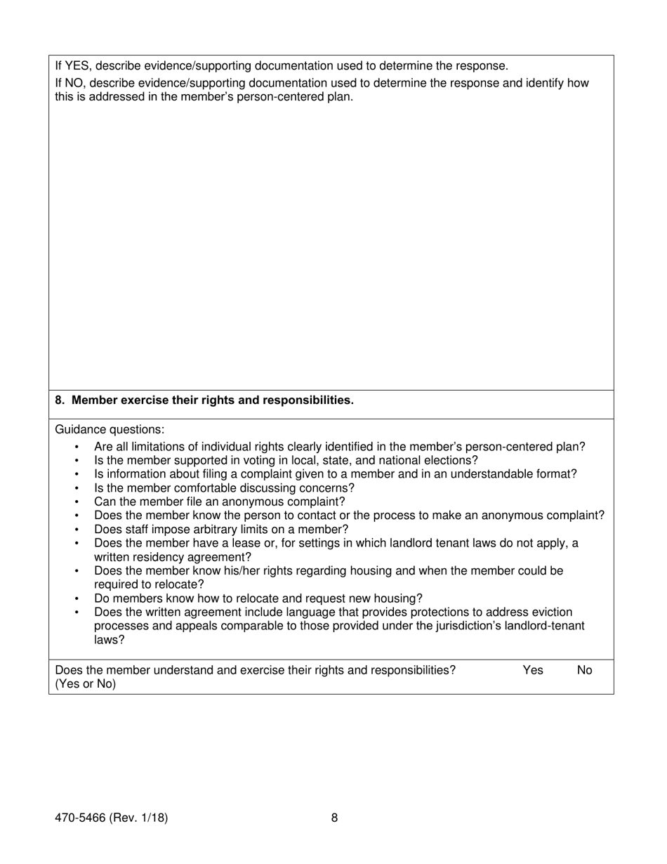 Form 470-5466 Home- and Community-Based Services (Hcbs) Residential Setting Member Assessment - Iowa, Page 8