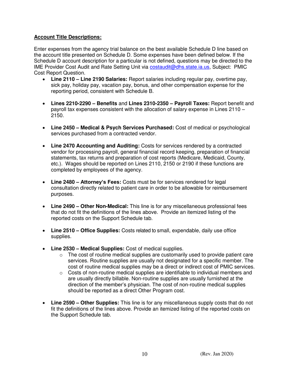 Instructions for Financial and Statistical Report for Pyschiatric Medical Institutions for Children - Iowa, Page 10
