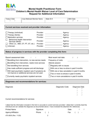 Document preview: Form 470-5635 Mental Health Practitioner Form Children's Mental Health Waiver Level of Care Determination Request for Additional Information - Iowa