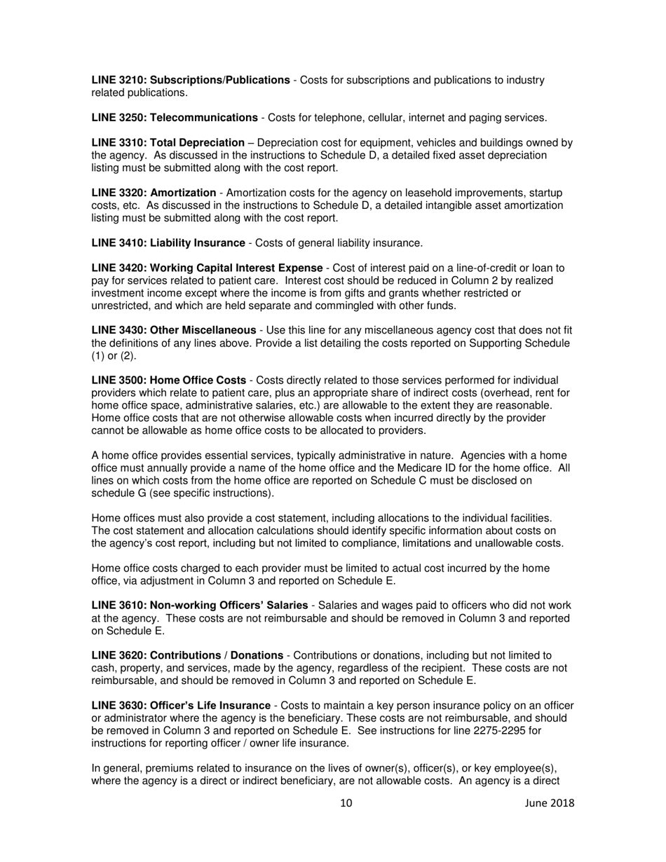Instructions for Home Health Agency Early and Periodic Screening, Diagnostic and Treatment Private Duty Nursing / Personal Care Services Financial and Statistical Report - Iowa, Page 10