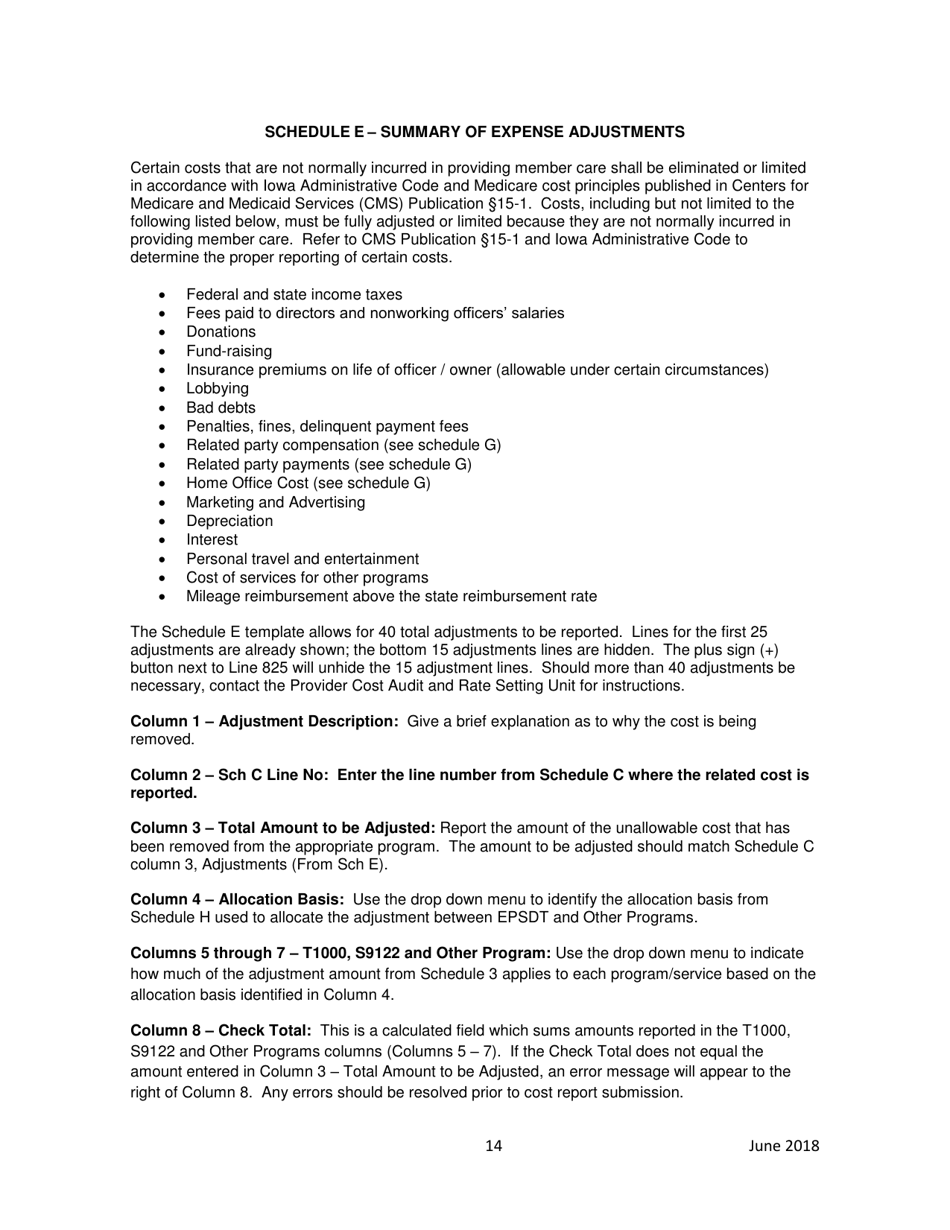 Instructions for Home Health Agency Early and Periodic Screening, Diagnostic and Treatment Private Duty Nursing / Personal Care Services Financial and Statistical Report - Iowa, Page 14
