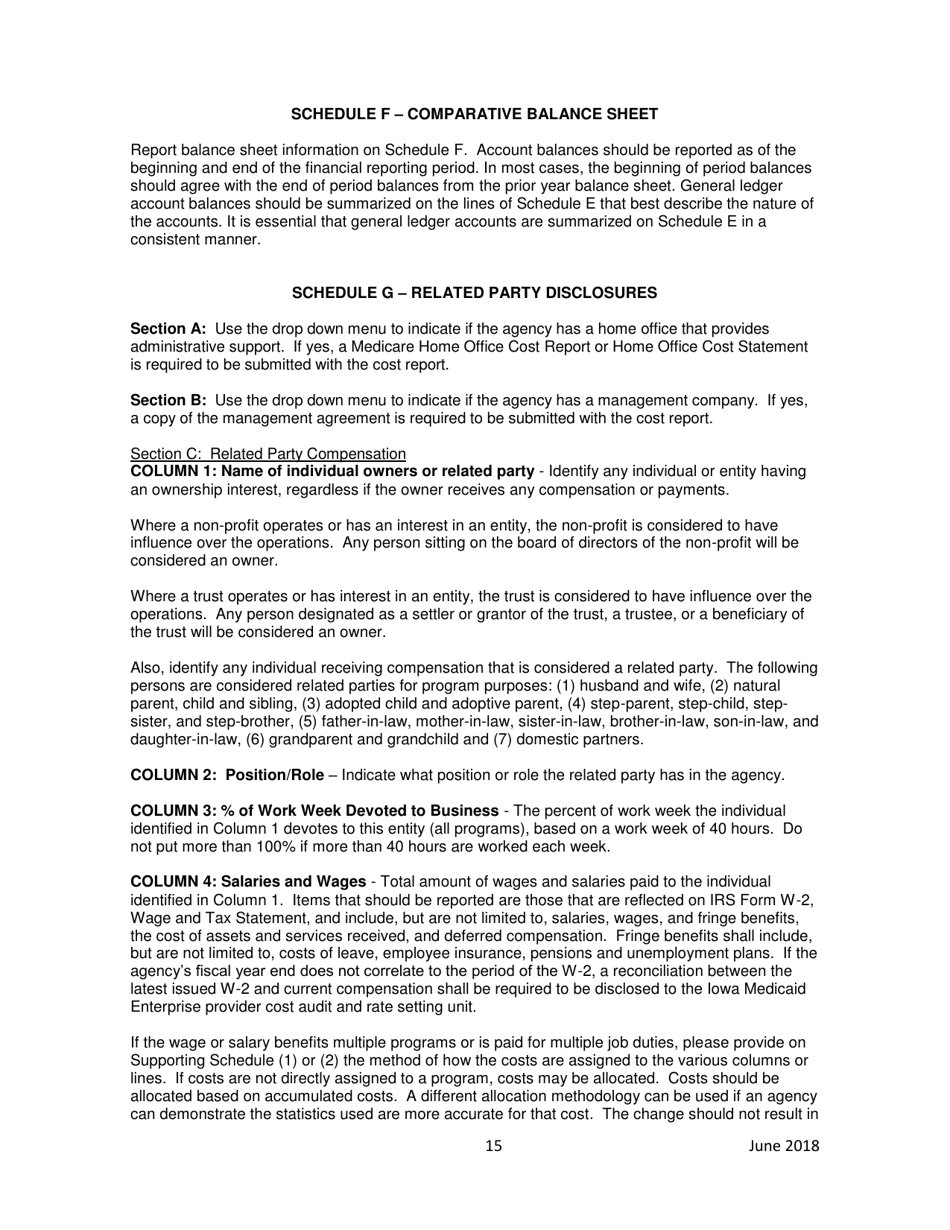 Instructions for Home Health Agency Early and Periodic Screening, Diagnostic and Treatment Private Duty Nursing / Personal Care Services Financial and Statistical Report - Iowa, Page 15