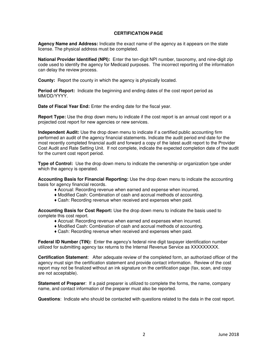 Instructions for Home Health Agency Early and Periodic Screening, Diagnostic and Treatment Private Duty Nursing / Personal Care Services Financial and Statistical Report - Iowa, Page 2
