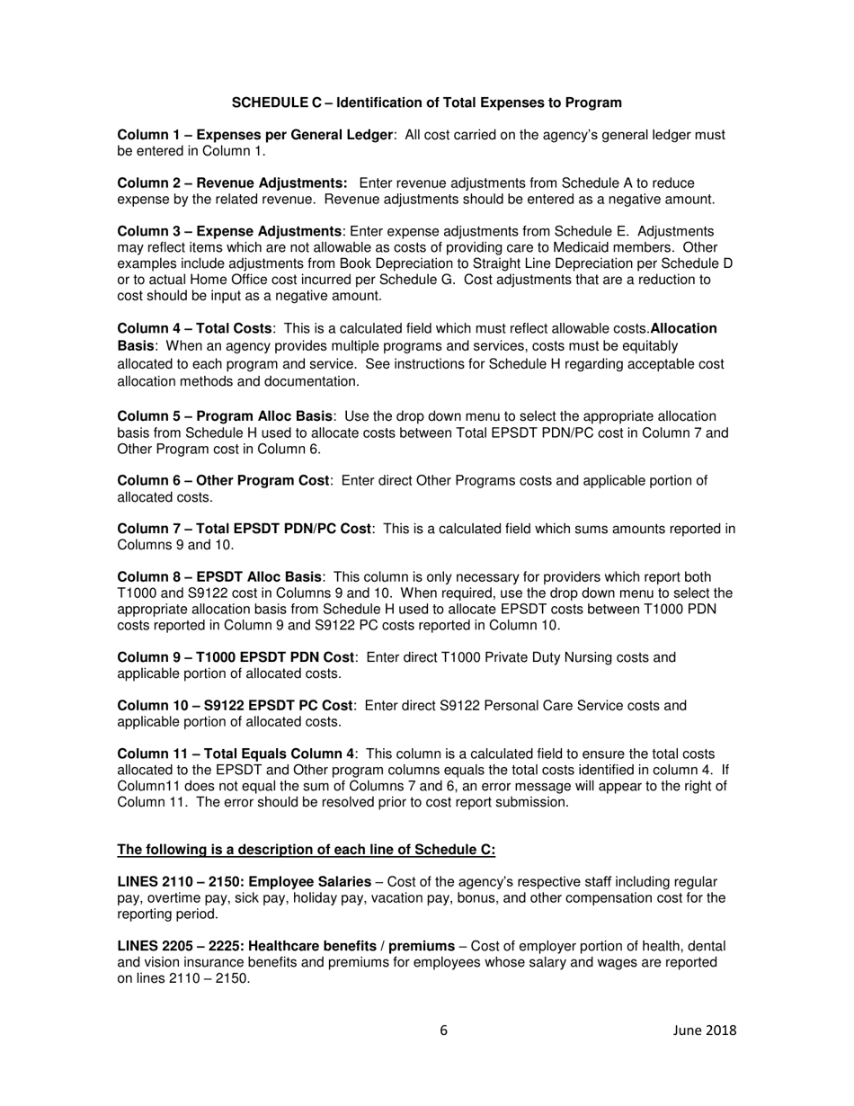 Instructions for Home Health Agency Early and Periodic Screening, Diagnostic and Treatment Private Duty Nursing / Personal Care Services Financial and Statistical Report - Iowa, Page 6