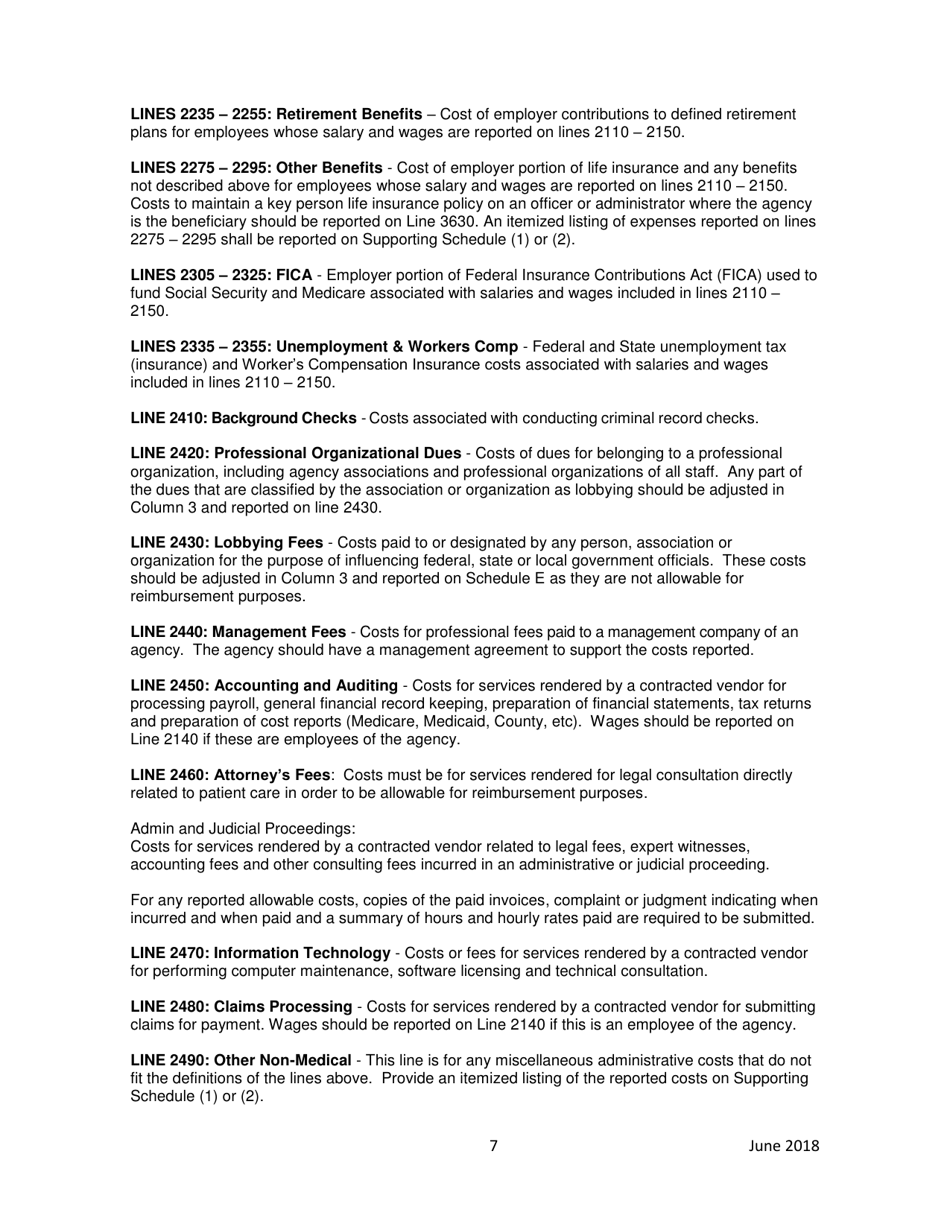 Instructions for Home Health Agency Early and Periodic Screening, Diagnostic and Treatment Private Duty Nursing / Personal Care Services Financial and Statistical Report - Iowa, Page 7