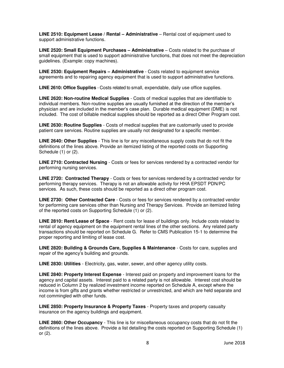 Instructions for Home Health Agency Early and Periodic Screening, Diagnostic and Treatment Private Duty Nursing / Personal Care Services Financial and Statistical Report - Iowa, Page 8