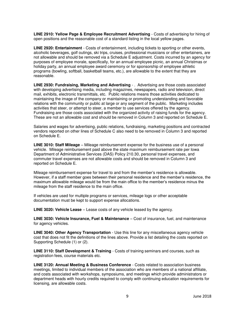 Instructions for Home Health Agency Early and Periodic Screening, Diagnostic and Treatment Private Duty Nursing / Personal Care Services Financial and Statistical Report - Iowa, Page 9
