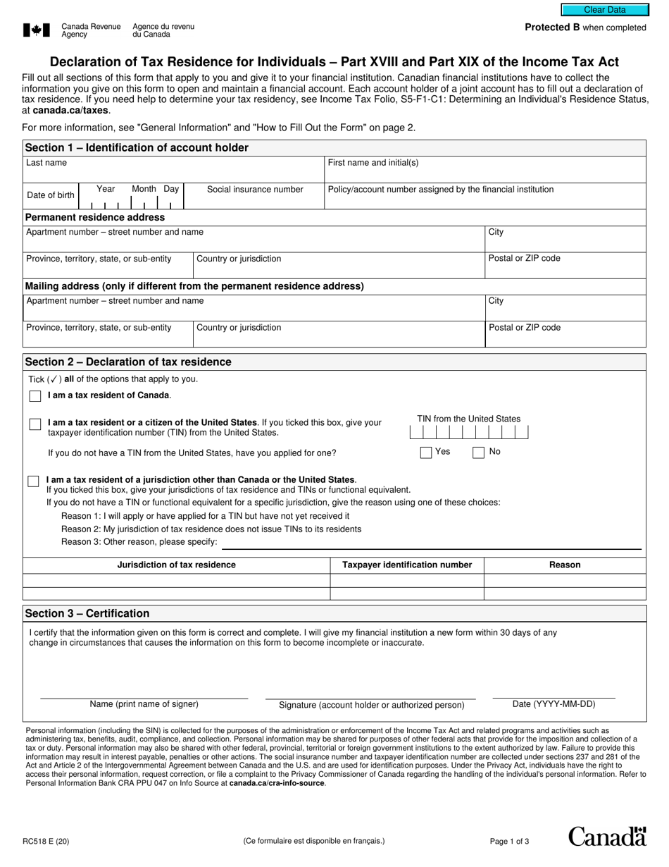 Form Rc518 Download Fillable Pdf Or Fill Online Declaration Of Tax ...