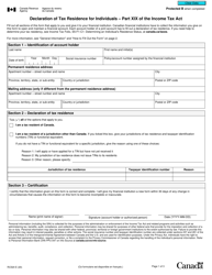 Form RC520 Declaration of Tax Residence for Individuals - Part Xix of the Income Tax Act - Canada