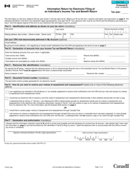Form T183 Information Return for Electronic Filing of an Individual&#039;s Income Tax and Benefit Return - Canada