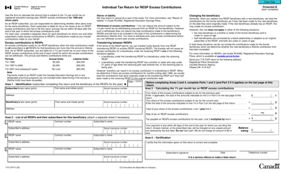 Form T1E-OVP Individual Tax Return for Resp Excess Contributions - Canada