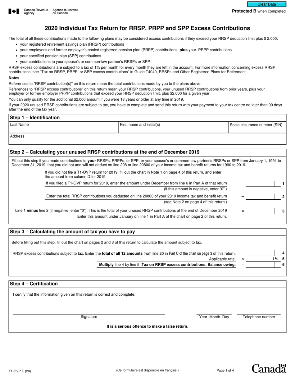 Form T1OVP Download Fillable PDF or Fill Online Individual Tax Return