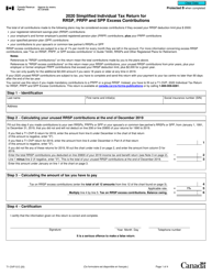 Form T1-OVP-S Simplified Individual Tax Return for Rrsp, Prpp and Spp Excess Contributions - Canada