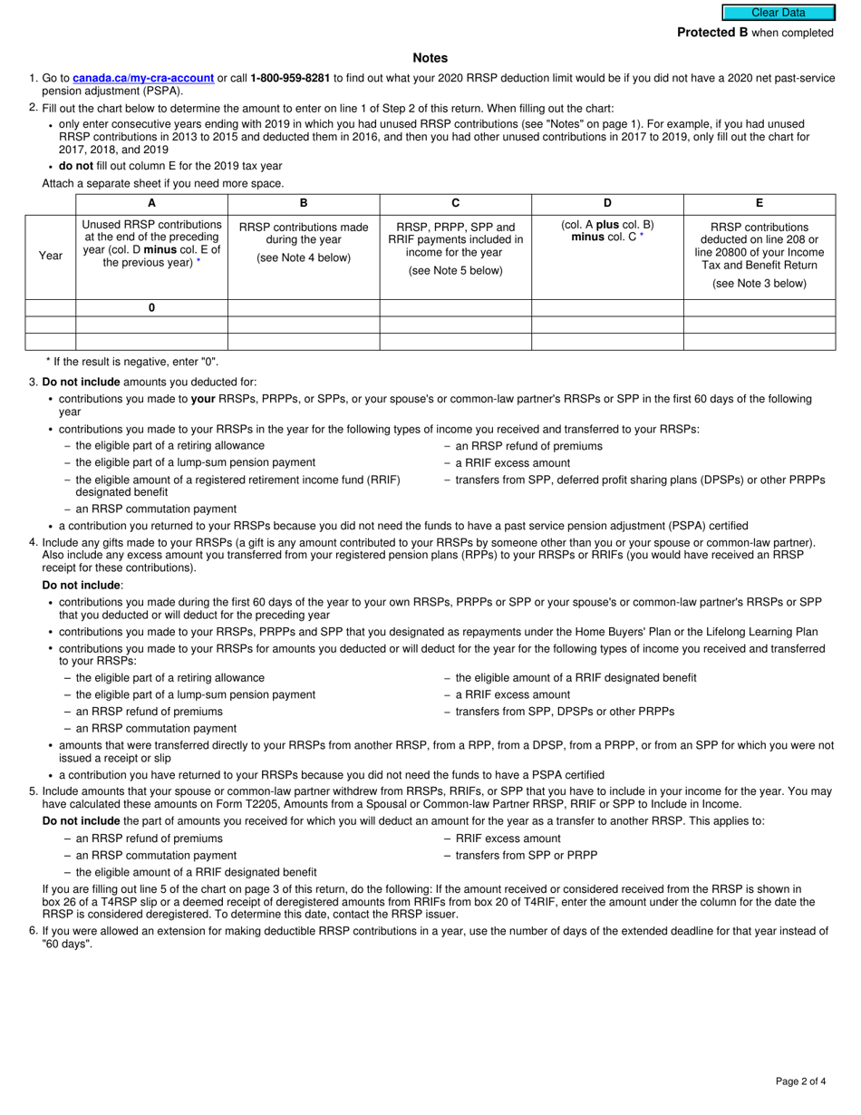 Form T1-OVP-S Simplified Individual Tax Return for Rrsp, Prpp and Spp Excess Contributions - Canada, Page 2