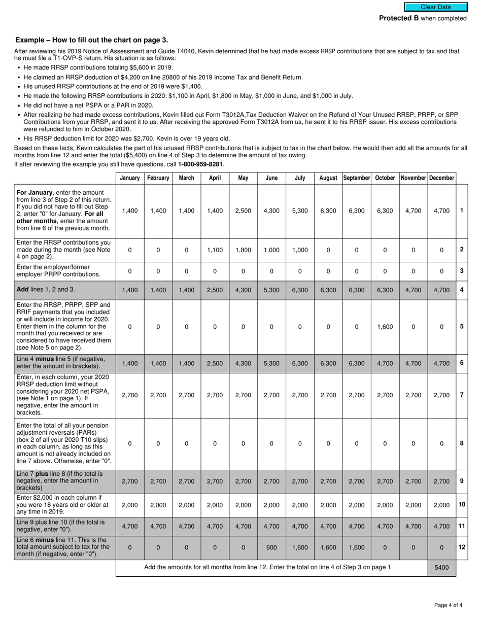 Form T1-OVP-S Simplified Individual Tax Return for Rrsp, Prpp and Spp Excess Contributions - Canada, Page 4