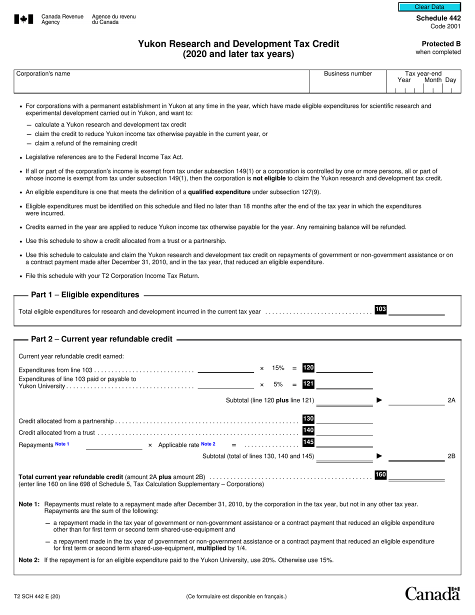 Form T2 Schedule 442 Download Fillable PDF or Fill Online Yukon ...