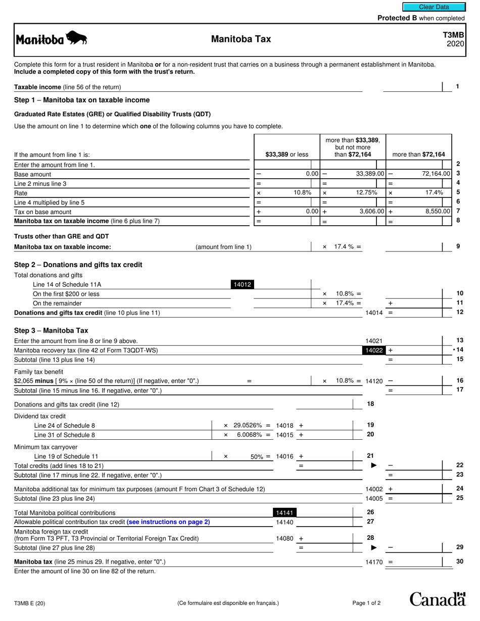 Form T3MB Download Fillable PDF or Fill Online Manitoba Tax 2020