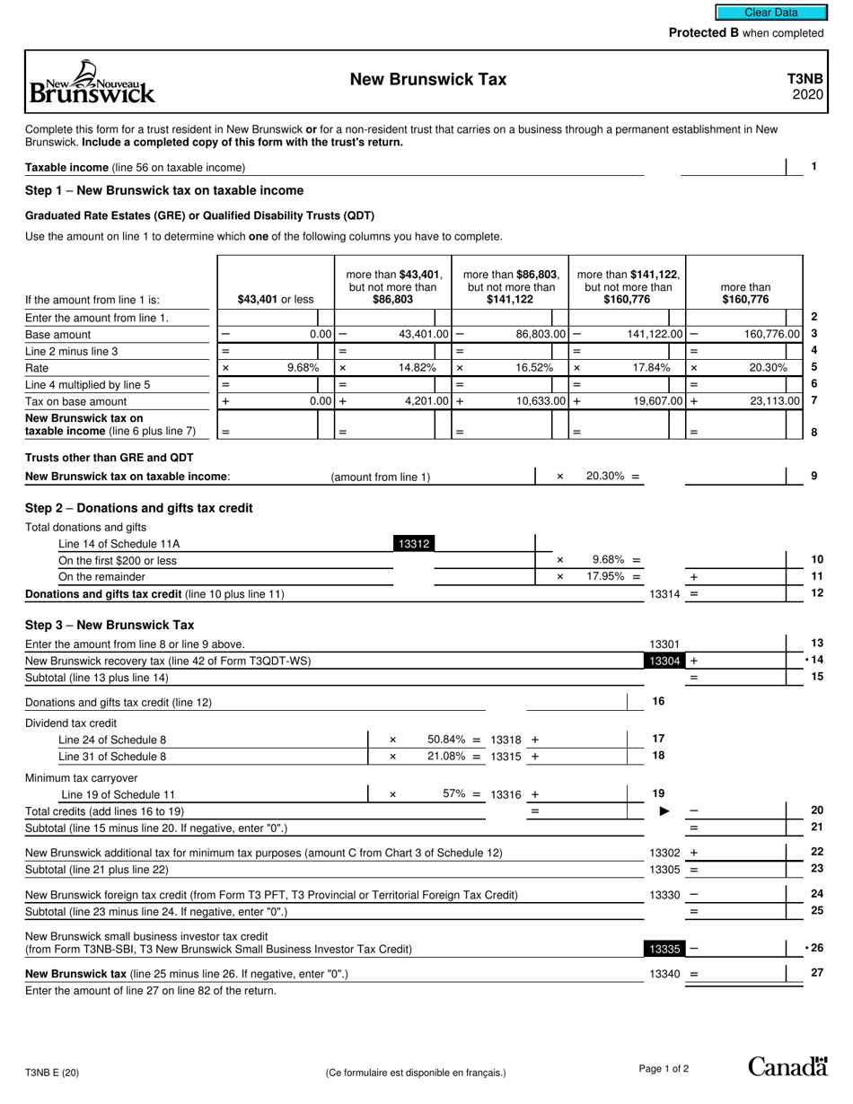 Form T3NB 2020 Fill Out, Sign Online and Download Fillable PDF