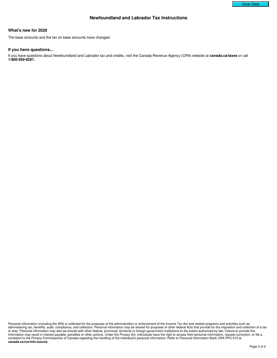 Form T3NL Newfoundland and Labrador Tax - Canada, Page 2