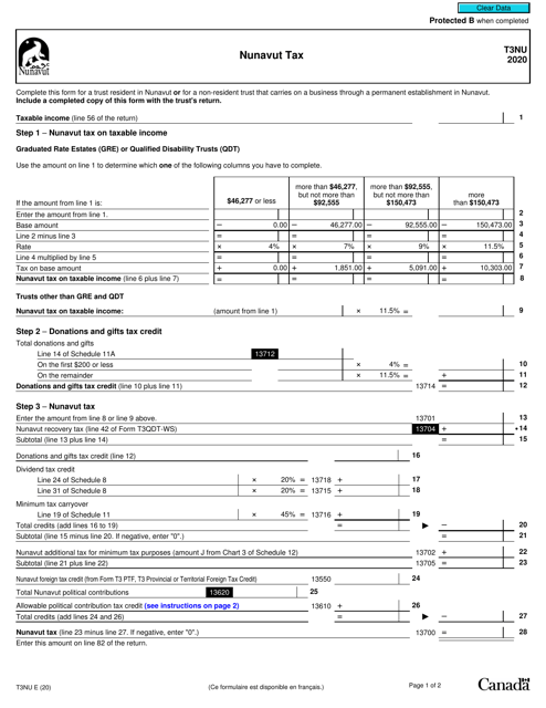 Form T3NU 2020 Printable Pdf