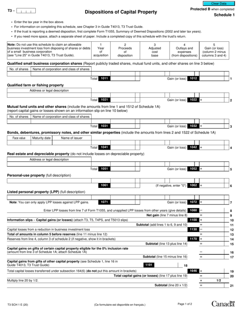 Form T3 Schedule 1  Printable Pdf