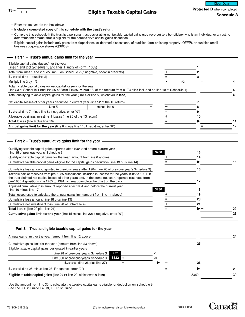 Form T3 Schedule 3 Download Fillable PDF or Fill Online Eligible