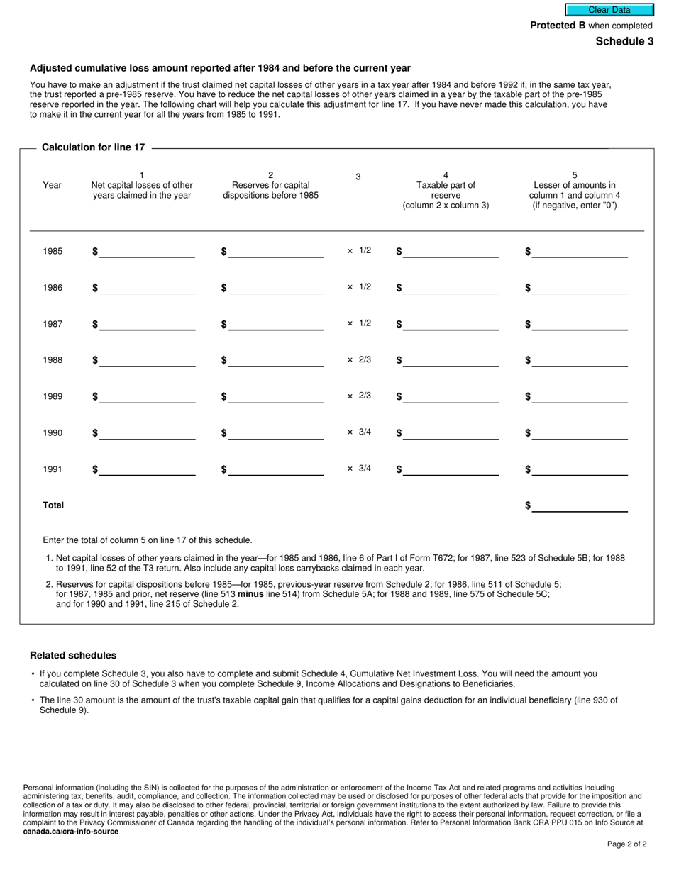 Form T3 Schedule 3 Eligible Taxable Capital Gains - Canada, Page 2