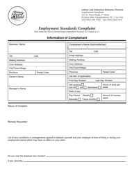 Form DG-241 Employment Standards Complaint Form - Prince Edward Island, Canada