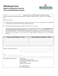 Document preview: Withdrawal From the Farm Land Identification Program - New Brunswick, Canada