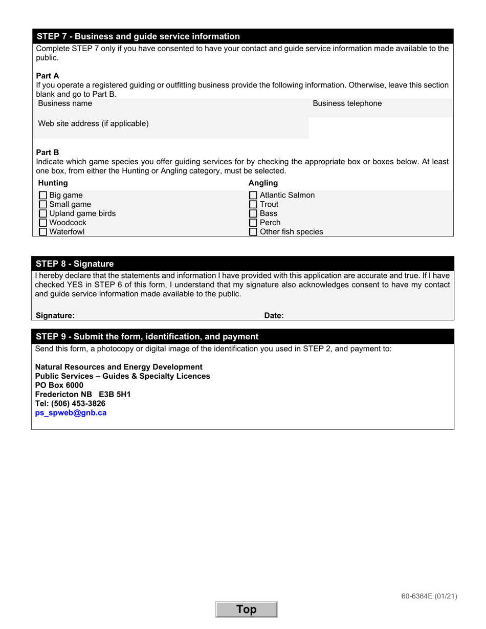 Form 60-6364E Guide I Licence Renewal Form - New Brunswick, Canada, Page 2