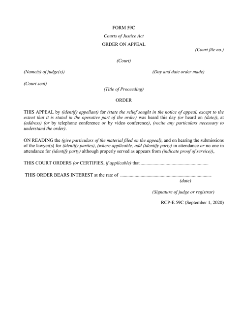 Form 59C Order on Appeal - Ontario, Canada