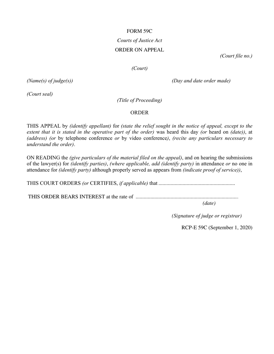 Form 59C Order on Appeal - Ontario, Canada, Page 1