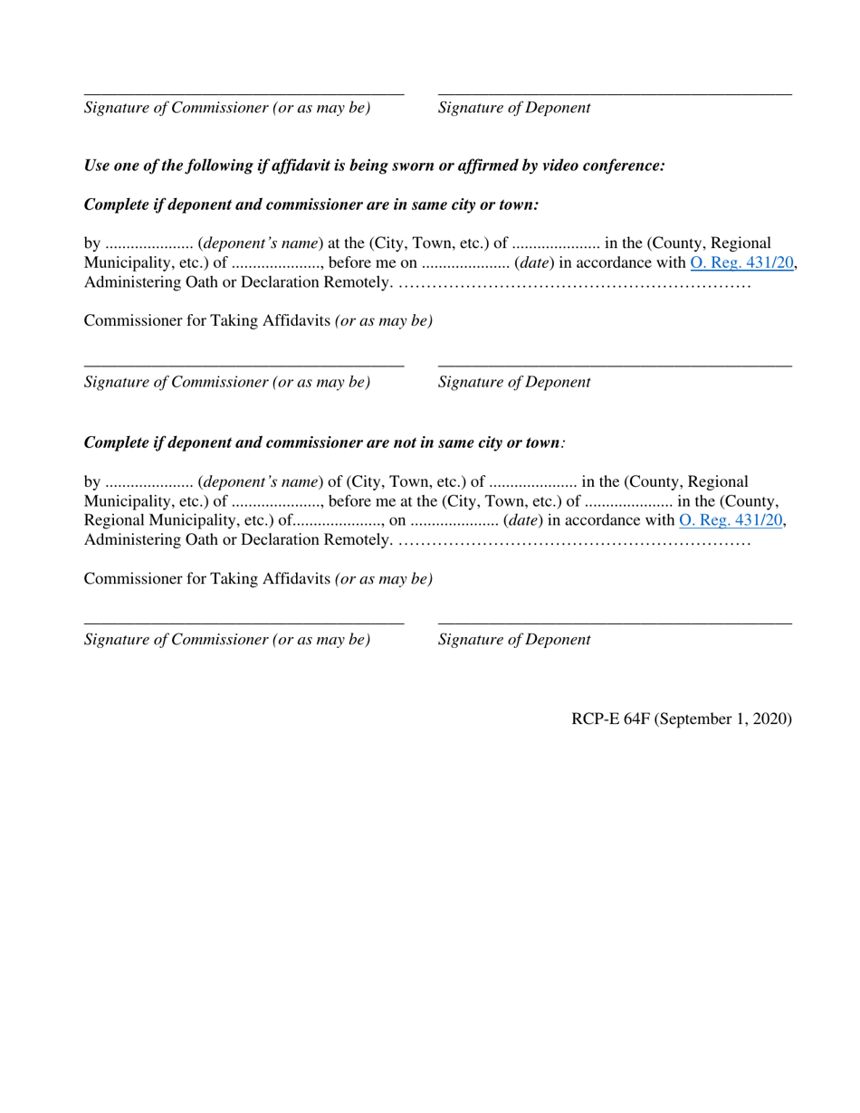 Form 64F Request for Sale - Ontario, Canada, Page 2