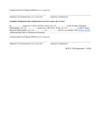 Form 72B Affidavit (Motion for Payment out of Court) - Ontario, Canada, Page 2