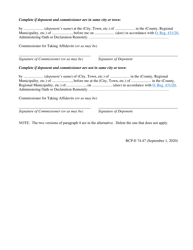 Form 74.47 Affidavit in Support of Unopposed Judgment on Passing of Accounts - Ontario, Canada, Page 2