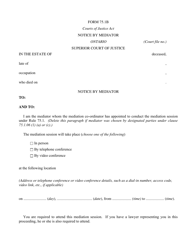 Form 75.1B Notice by Mediator - Ontario, Canada